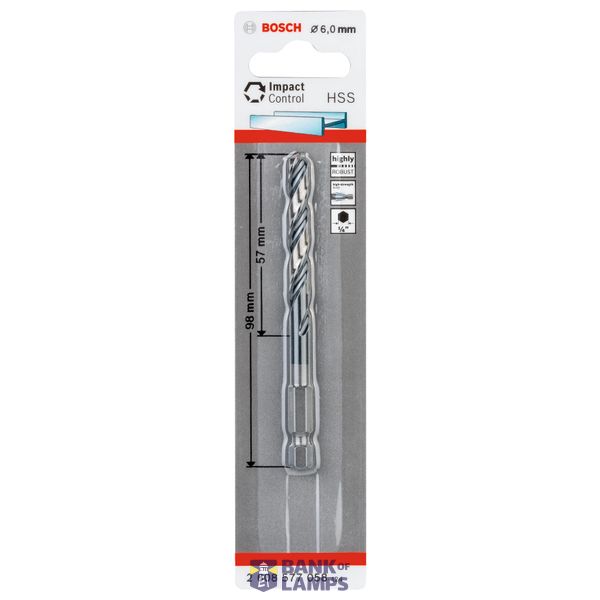 HSS Hex-Shank Twist Drill Bit 6.0mm 6 x 57 x 98 mm 1 pcs. image 2