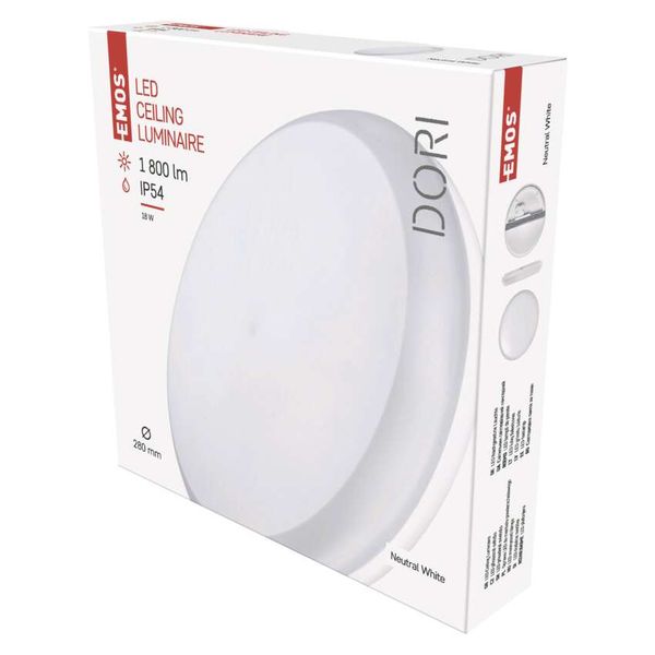 LED Ceiling lamp DORI, round 18W neutral white IP54 image 1
