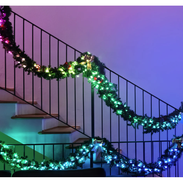 50L 5MM  matt+clear flat RGBW lens 9' prelit garland, 20% PE, Green, BT+WiFi, Gen II, IP20, Plug F image 3