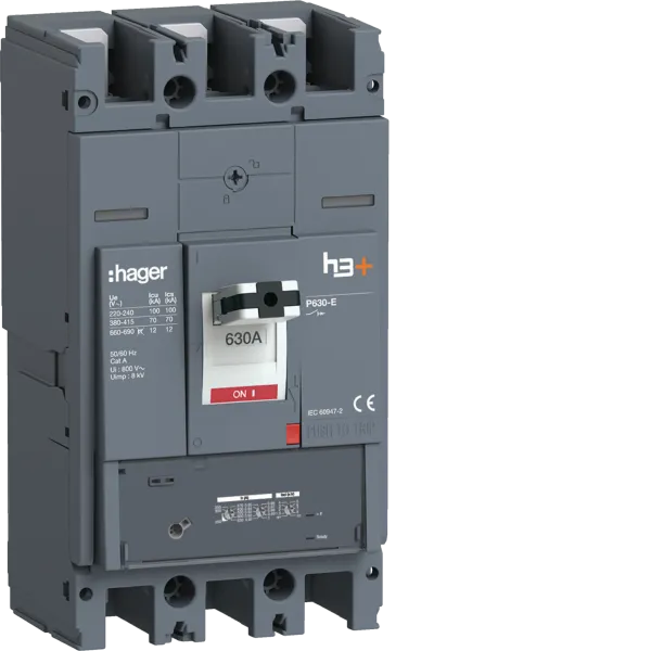Automatic switch molded box h3+ P630, 3P3D, 630A, 70kA, LSnI relay image 1