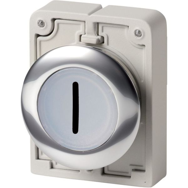 M30C-FDRL-W-X1 Illuminated pushbutton actuator, RMQ-Titan, Flat, maintained, White, inscribed 1, Metal bezel image 4