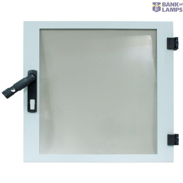 Glas Door f.DW-enclosure 21U,W600,RAL7035,Halfcylinder ready image 1