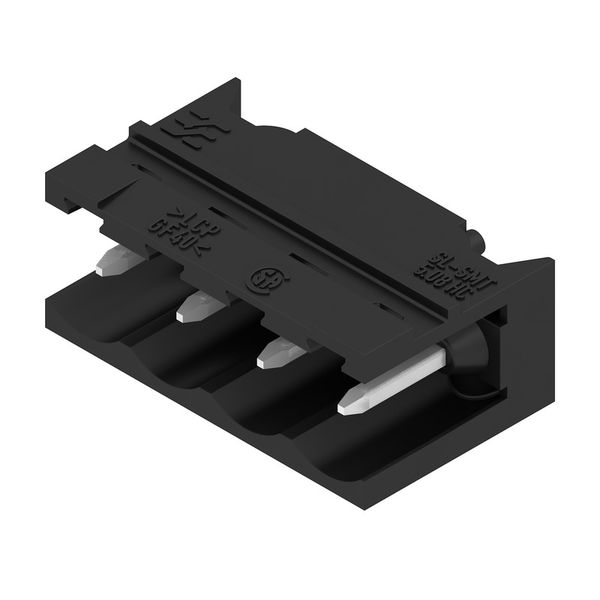 PCB plug-in connector, male header, open side, THT/THR solder connection, 5.08 mm, Number of poles: 4, 90°, Solder pin length (l): 1.5 mm, tinned, black, Tape image 2