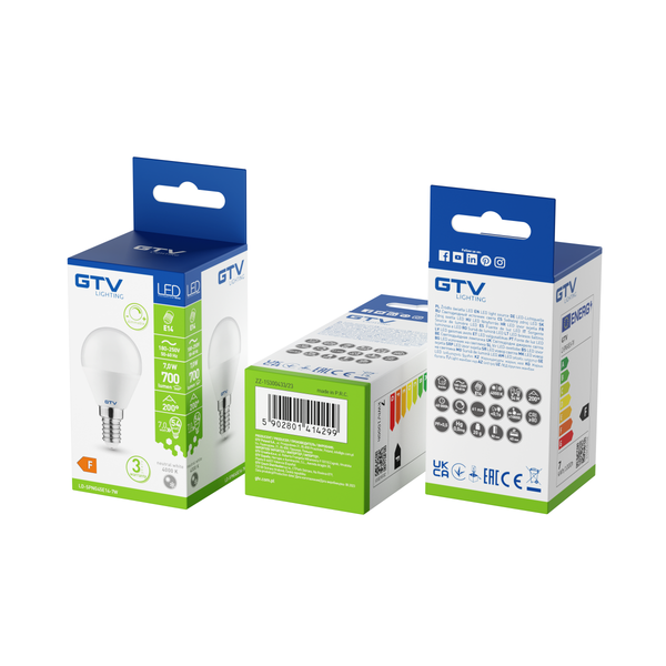 LED Bulb E14, G45, 7 W, 700 lm, 4000K, AC180-250V, 200°, dimmable image 2