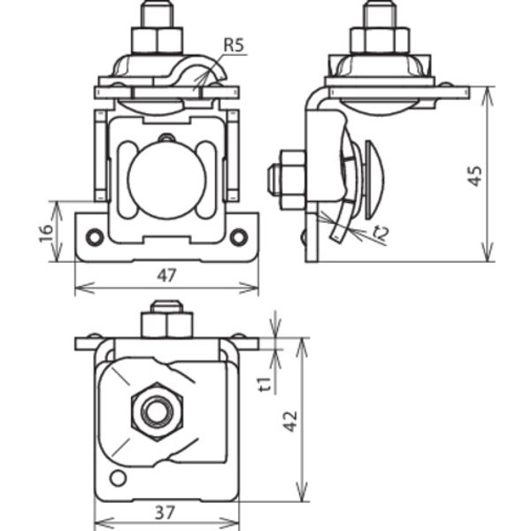 Saddle clamp Cu clamping range 0.7-8mm, angled, w. clamping frame for  image 2