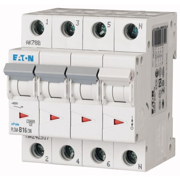 Miniature circuit breaker (MCB), 16 A, 3p+N, characteristic: B image 1