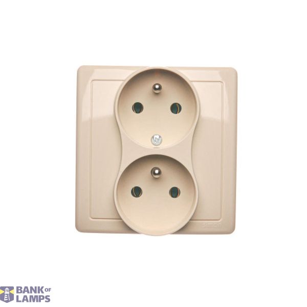 Double socket outlet with earthing and current phase constancy, beige, 16A image 1