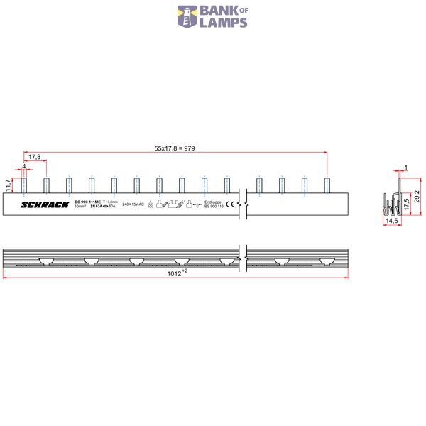 Busbar Pin Version, 2-pole, 10mmý image 2