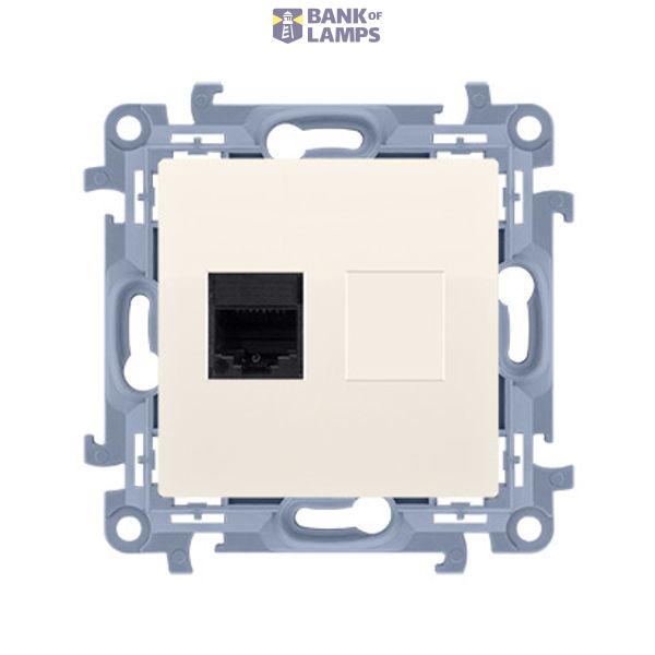 Single IT socket RJ45 category 6, cream white/electro white image 1