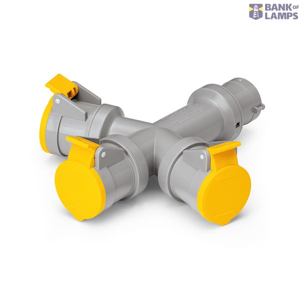 ADAPTOR 3x2P+E 110V 32A IP44 image 1