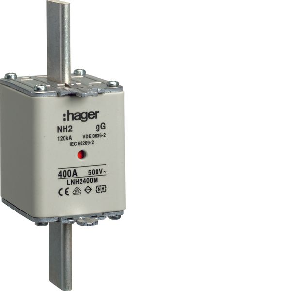 NH fuse NH2 gG 500V 400A central indic. image 1