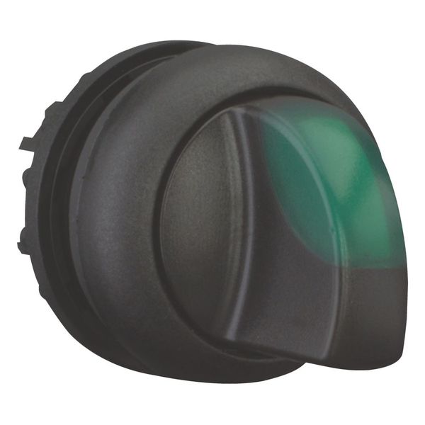 M22S-WLK-G Illuminated selector switch actuator, RMQ-Titan, With thumb-grip, momentary, 2 positions, green, Bezel: black image 9