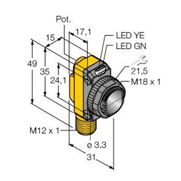 Photoelectric Sensor Retroreflective Laser Sensor with Polarizing Filter   QS18VN6LLPQ8 image 1