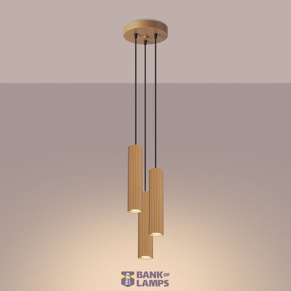 DECORATIVE CARBON HANGING LAMP, GOLDEN ROSETTES, GROOVED LAMPSHADES image 9