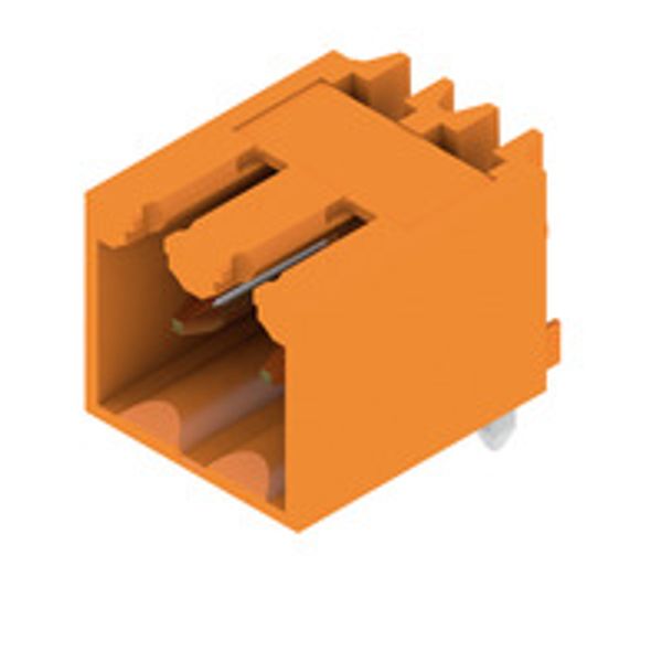 PCB plug-in connector, male header, closed side, THT solder connection, 3.50 mm, Number of poles: 2, 90°, Solder pin length (l): 3.2 mm, Au (Gold), orange, Box image 1