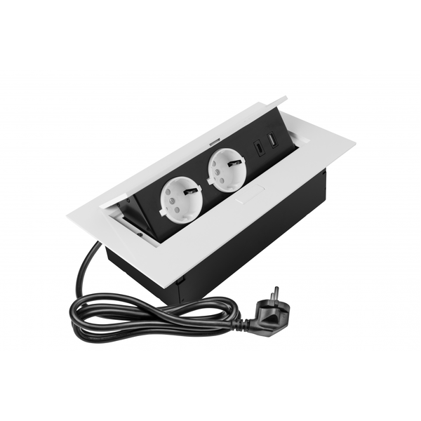 Furniture socket, 2xSHUKO, USB A+C, without cable, white image 1