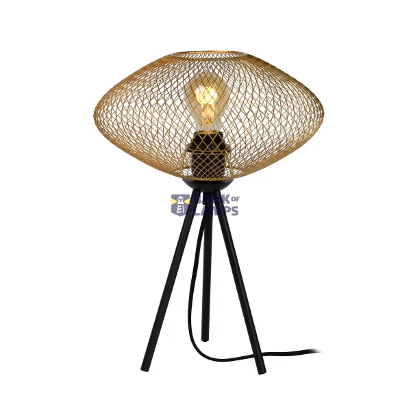 Lucide MESH - Table lamp - Ø 30 cm - 1xE27 - Matt Gold / Brass image 1