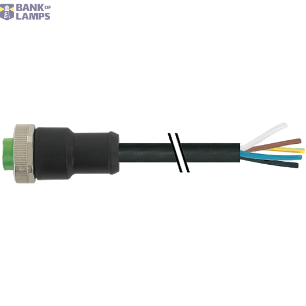 Mini (7/8) 5 pole, Female 0° w/ Cable PUR 5x1.5 (5x16AWG) bk 40m image 1