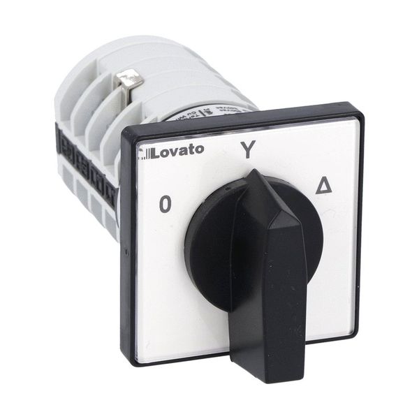 Rotary cam switch 7GN series, star-delta motor starter switch 16A, for front mounting with black handle, front plate 48X48mm image 1