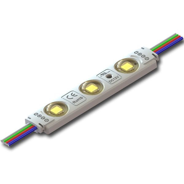 LED modul 3x SMD5050, 0,65W, 12V, 54mA, RGB, 160°, IP65 image 1