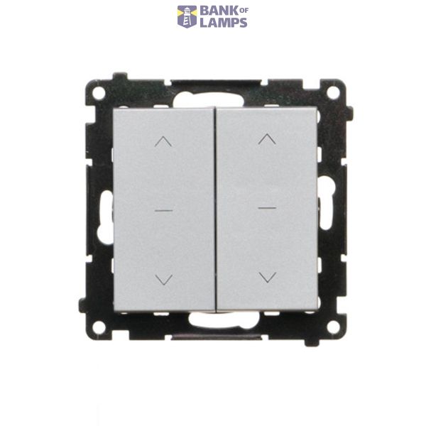 Double roller shutter button (1-0-2), 10A, matt aluminum image 1