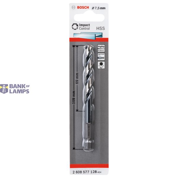 HSS Hex-Shank Twist Drill Bit 7.5 mm 7.5 x 69 x 109 mm 1 pcs. image 2