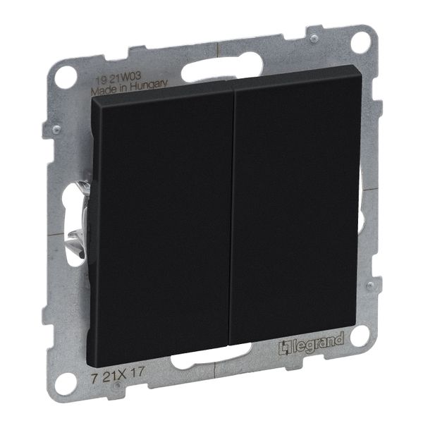2-GANG ONE-WAY PUSH-BUTTON  BLACK image 1