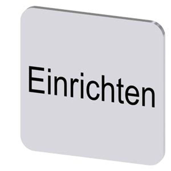 Labeling plate 22x22 mm, silver-colored label, labeling: Einrichten image 1