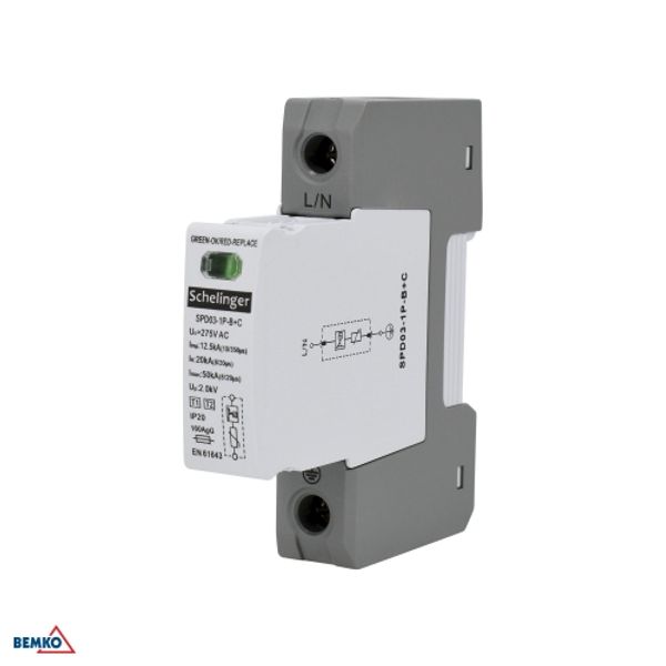 SURGE PROTECTOR 1P 12,5kA(10/350) CLASS T1+T2 (B+C) SCHELINGER image 1