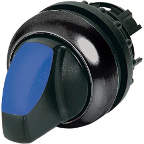 M22S-WRLK-B Illuminated selector switch actuator, RMQ-Titan, With thumb-grip, maintained, 2 positions, Blue, Bezel: black image 1