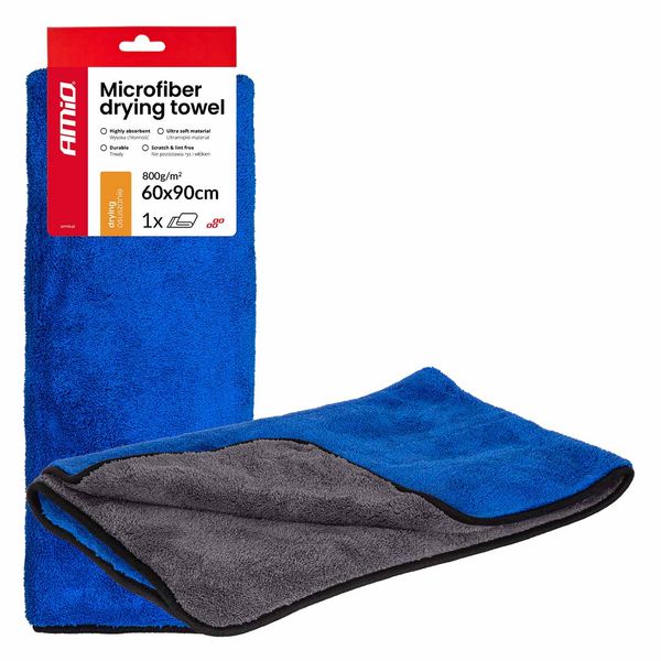 Microfiber drying towel  800gsm 60x90cm AMIO-04488 image 1