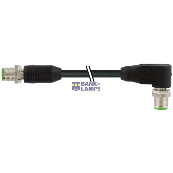 M12 male 0° / M12 male 90° A-cod. 315° TPE 4x18AWG bk 1m Zivid image 1
