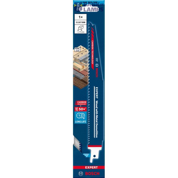 EXPERT Wood with Metal Demolition S1167XHM Reciprocating Saw Blade 1-pc image 2