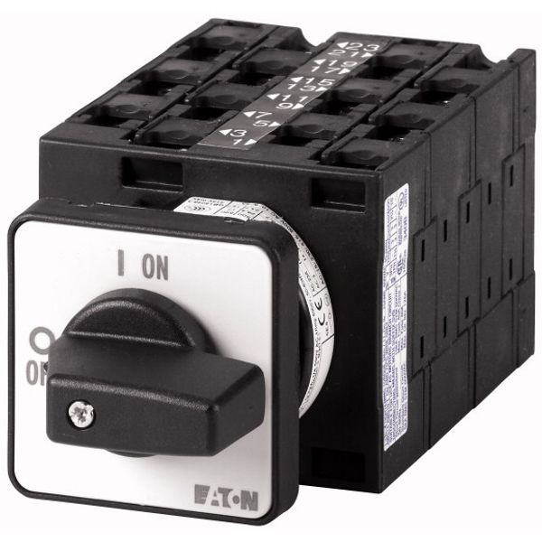 T3-6-8348/E On-Off switch, T3, 32 A, flush mounting, 6 contact unit(s), 12-pole, with black thumb grip and front plate image 1
