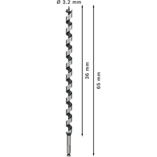 Wood auger bit, hexagon 20 x 385 x 450 mm, d 11,1 mm image 1