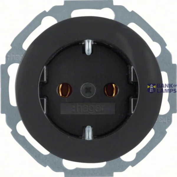 Flush-mounted SCHUKO single socket, R.Classic series, black, glossy image 1