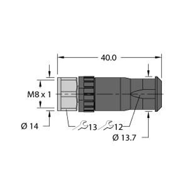 Field-Wireable Connector Female Connector M8 × 1/Ø 8 mm, Straight   FW-PRKPM0420-SA-S-0406 image 1