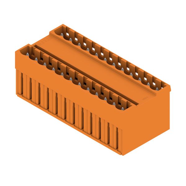 PCB plug-in connector, male header, closed side, THT solder connection, 5.08 mm, Number of poles: 24, 180°, Solder pin length (l): 3.2 mm, tinned, orange, Box image 4
