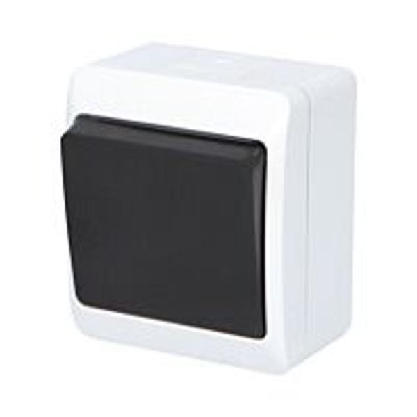 GALATEA Cross switch no. 7 10A 230V on plaster IP44 white/black image 1
