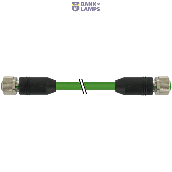 M12 female 0° / M12 female 0° D-cod. shielded PUR 1x4xAWG22 gn 0.3m image 2