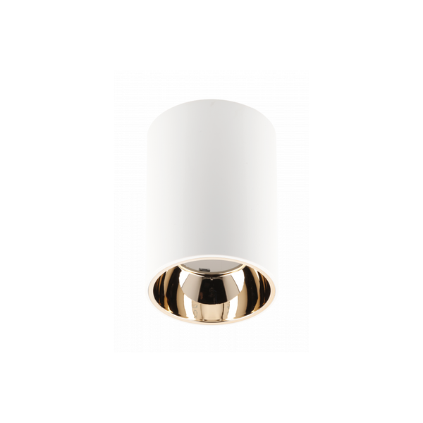 Ceiling luminaire housing ARIES, PC, 73x105mm, IP20, max. 20 W, round, white/gold image 1