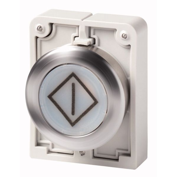 M30I-FDL-W-X100 Illuminated pushbutton actuator, RMQ-Titan, flat, momentary, White, inscribed, Front ring stainless steel image 2
