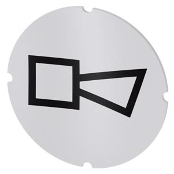 Inscription plate for illuminated pushbutton, round, milky, icon: Horn image 1