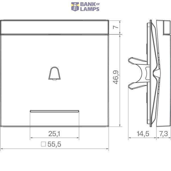 Rocker single, bell symbol imprint, clear lens, A.x/C.x, titanium image 2