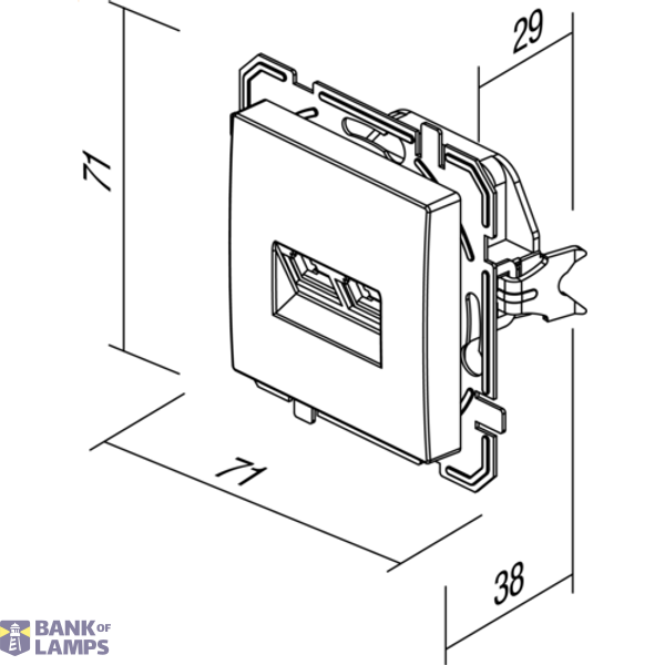 SOCKET TEL KS DOUBLE 2x RJ11 6/4 TI XO 4417057 image 3