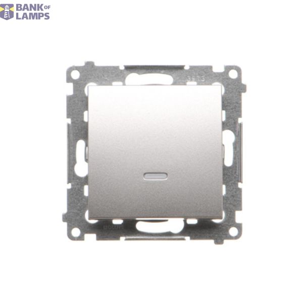 Two-way switch with LED illumination without pictogram, (module), 16AX, Screw, Silver matt, metalic image 1