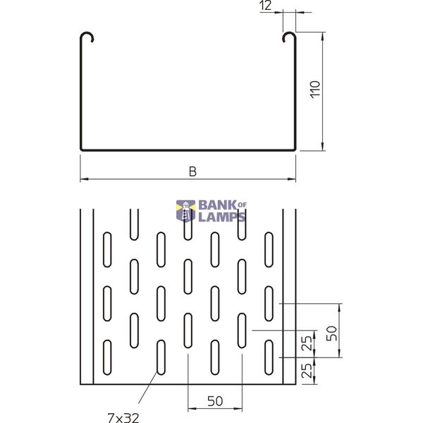 Cable tray SKS perforated 110x600x3000 Steel Hot-dip galvanised 85 µm  image 2