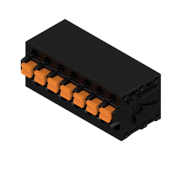 Printed circuit board terminals, 5.08 mm, Number of poles: 7, 90°, Solder pin length (l): 3.5 mm, tinned, black, PUSH IN with actuator, Clamping range, max. : 2.5 mm², Box image 4