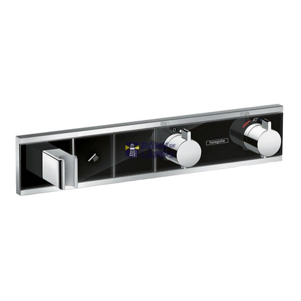 RainSelect shower thermostat, 2 functions, with shower head holder, black image 1