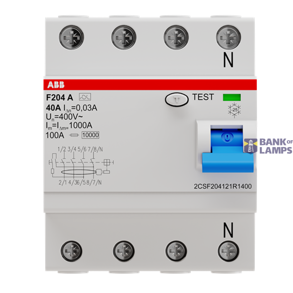 F204 A-40/0.03 CEBEC Residual Current Circuit Breaker 4P A type 30 mA image 4